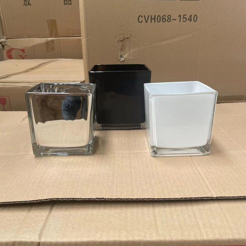 加厚四方形玻璃透明花瓶黑色和白色花盆长方形干花婚庆桌银色方杯,家居饰品,花瓶,淘宝优惠券,粉丝福利购,淘宝优惠卷