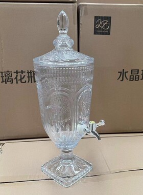 玻璃饮料罐子瓶冷水壶泡酒瓶带龙头饮料果汁桶餐厅KTV酒店大酒杯