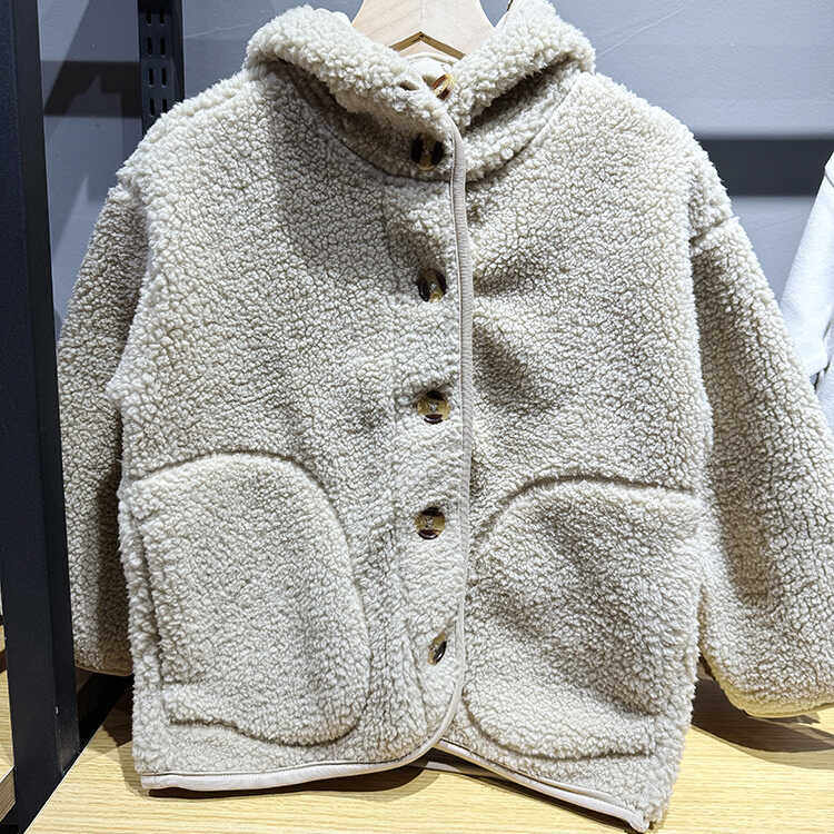 实体店款颗粒绒外套女童立领羊羔绒厚校服儿童外套亲子款男童外套