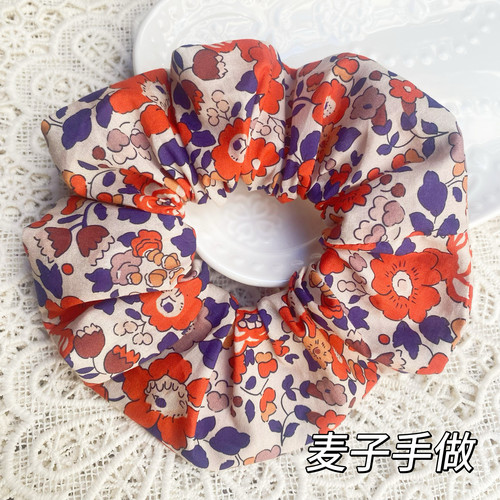 Liberty薄软纯棉布料制作大肠发圈头花布艺蝴蝶结发圈平替