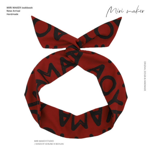 铁丝发带印花布料原创设计发饰