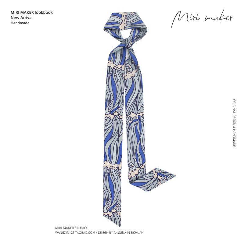 日式扎头发丝巾小众手作风长飘带