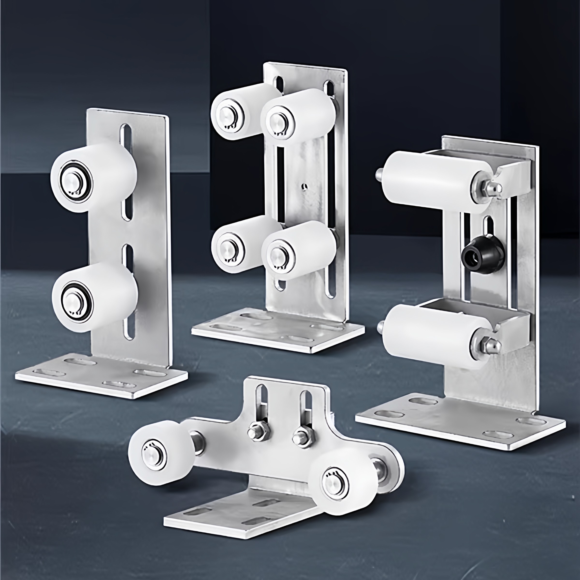 通用平移门固定夹轮不绣钢支架导向限位定滑轮庭院推拉门大门配件