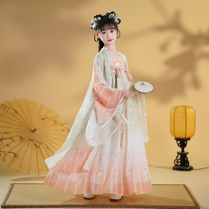 女童汉服唐装古装超仙古筝演出服