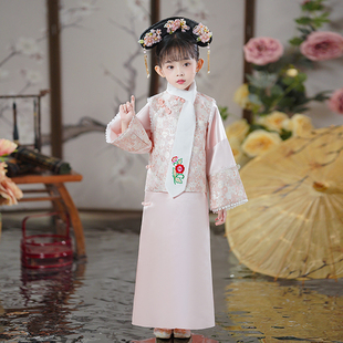儿童古装还珠格格演出服装清朝公主贵妃宫廷女童宫女满族旗服春款