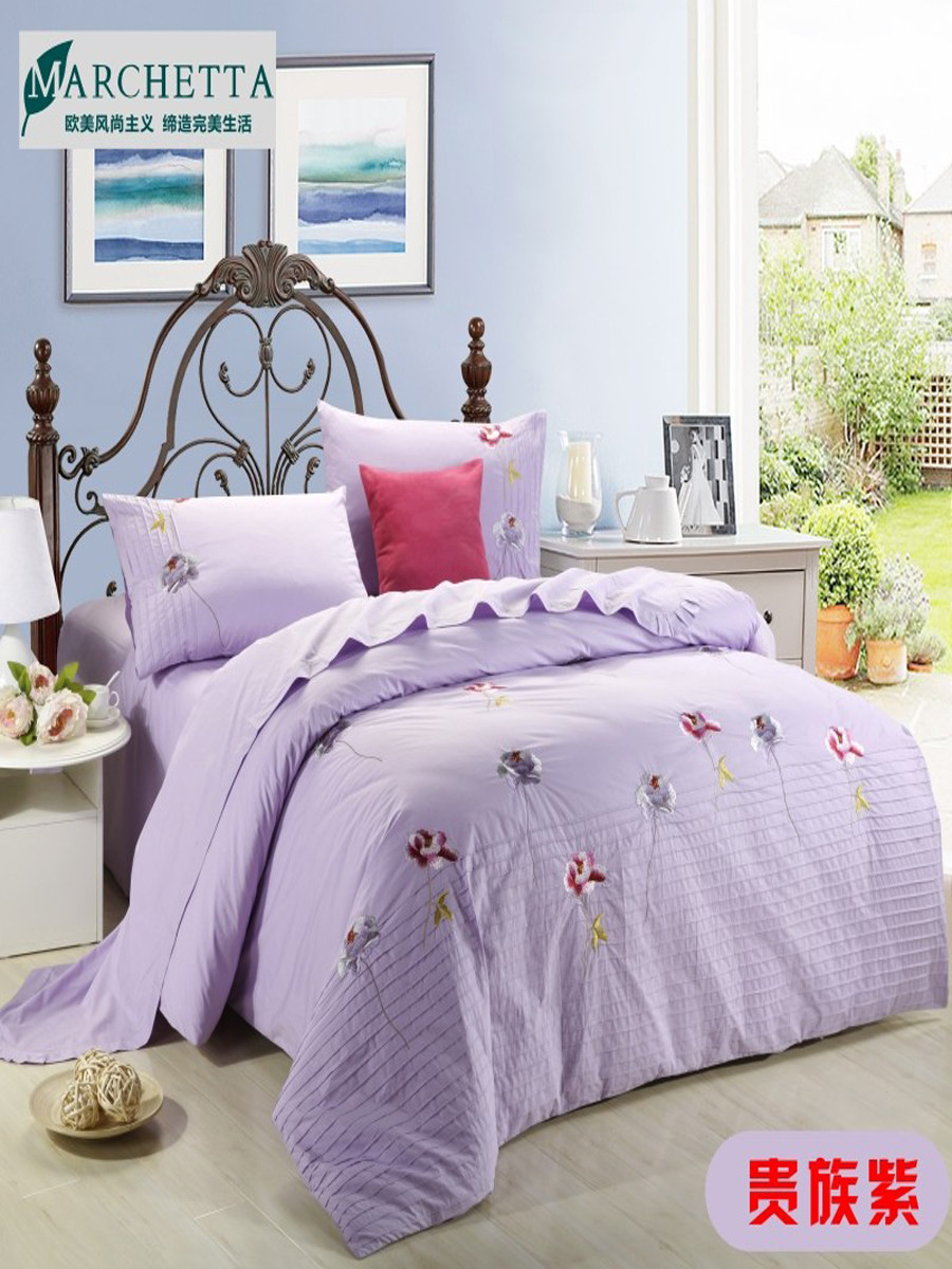 EXPORTED TO FRANCE PURE COTTON EMBROIDERY WEDDING QUILT COVER FOUR-PIECE FLOWER SET 60 SHEETS FOUR-PIECE BEDDING