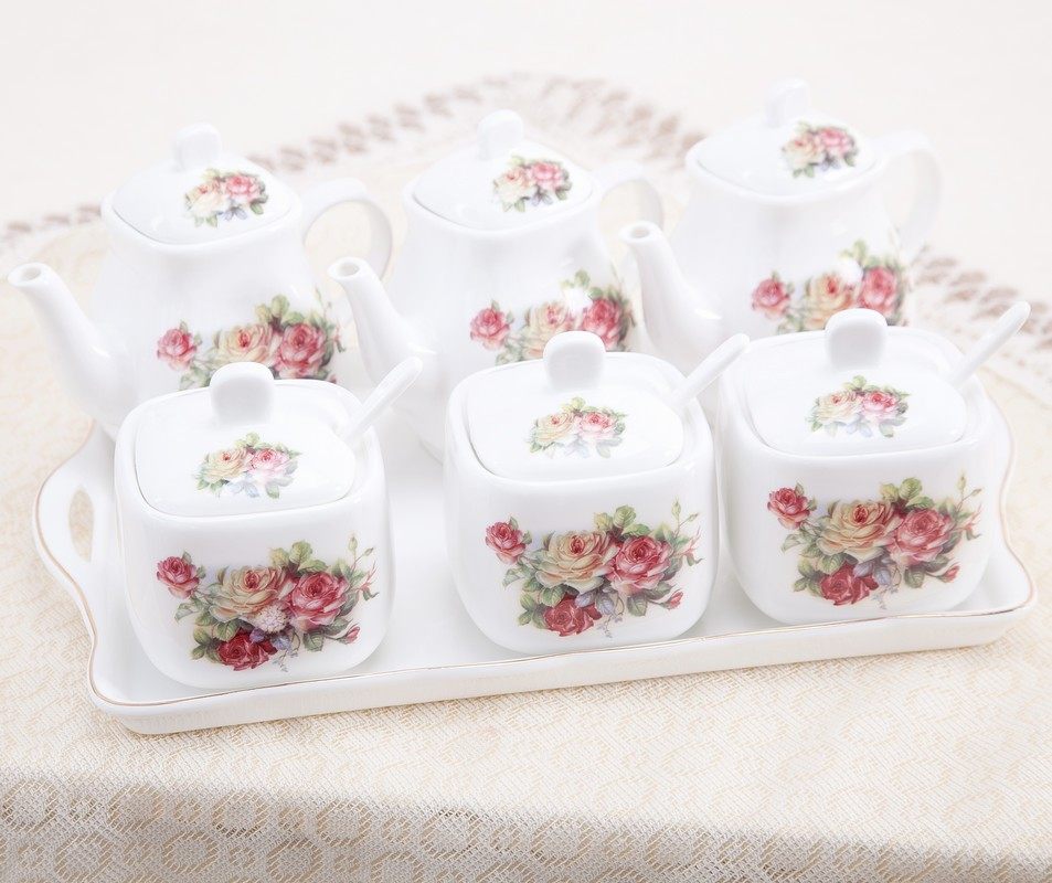 调味罐套装组合装欧式精品调料盒调料盐罐带瓷盘6件正品原创设计