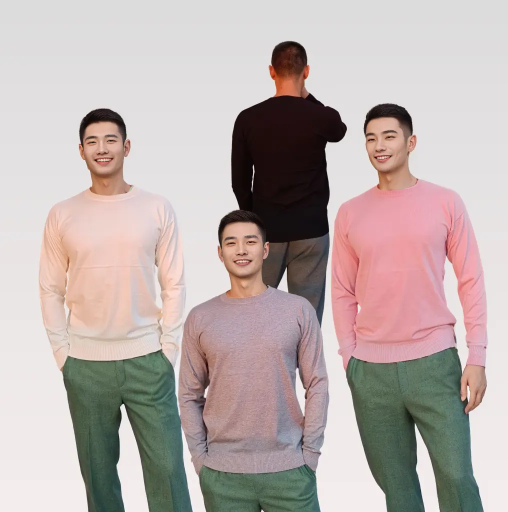 纯色毛衣男款薄款针织衫长袖秋冬装新款软糯圆领弹力休闲潮流舒适