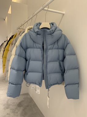 韩国东大门糖果色蓝色羽绒服女短款连帽90白鸭绒面包服加厚冬外套