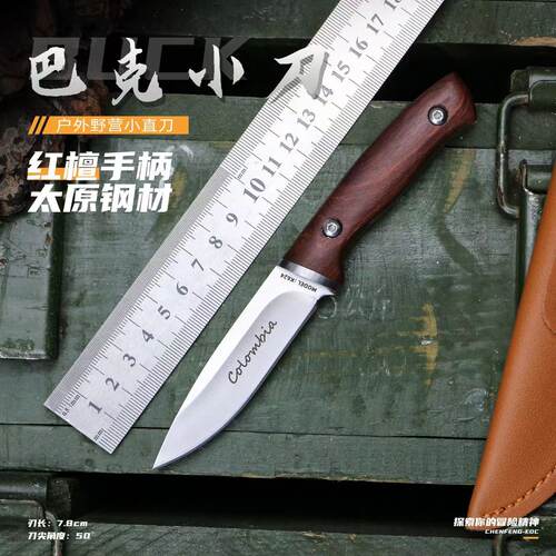 蒙古高硬度直刀迷你手把肉刀巴克小刀吃肉刀水果刀随身便携不锈钢