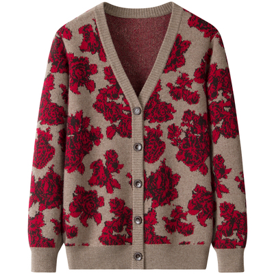 100纯山羊绒女衫宽松大码中老年