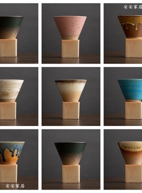 创意粗陶咖啡杯拉花杯复古陶瓷马克杯杯子水杯水吧餐桌窑变陶瓷