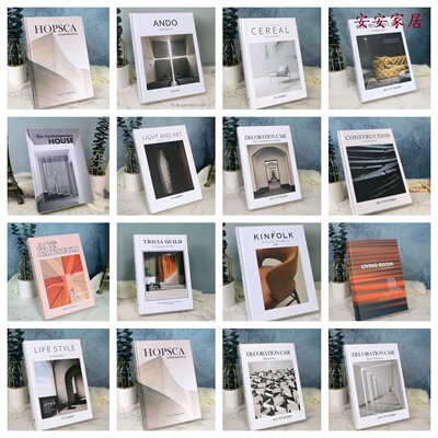 现代新样板房别墅酒店英文书硬壳翻页精装彩色内文道具书假书装饰