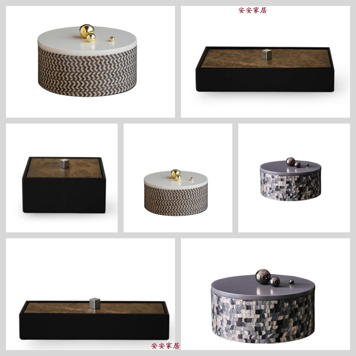 现代简约创意储物罐带盖首饰盒罐样板房售楼处桌面电视柜软装饰品