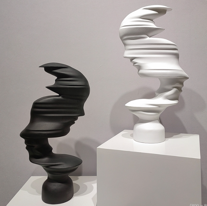 简约抽象脸黑白头像雕塑样板间客厅玄关柜书房树脂人物艺术品摆件