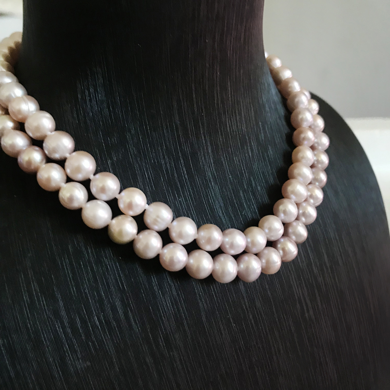 天然淡水双层珍珠项链锁骨链近圆