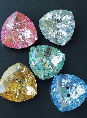 23毫米手缝亚力克虎头三角形毛衣外套大扣子粉蓝青黄白色钻扣包邮