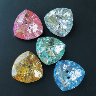 23毫米手缝亚力克虎头三角形毛衣外套大扣子粉蓝青黄白色钻扣 包邮