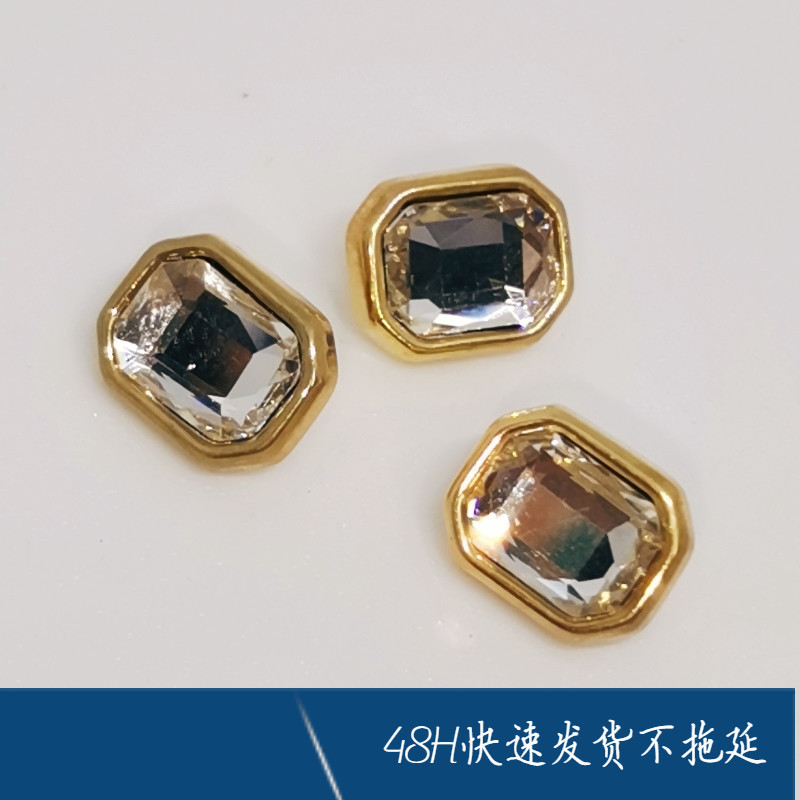 白色水晶纽扣长方形男士衬衣袖扣