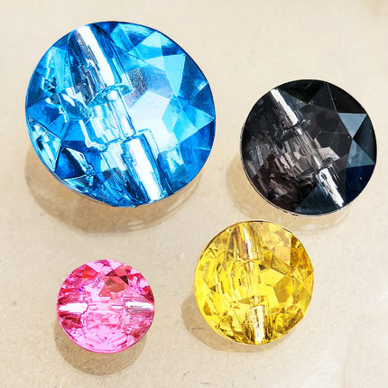 彩色亚克力钻衬衣小扣开衫毛衣外套纽扣彩钻切割手缝圆形大扣子