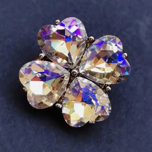 彩色玻璃水晶桃心钻扣可爱文艺汉服四叶草毛衣外套手缝大扣子 包邮