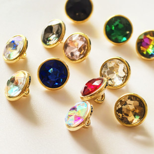 包邮 小扣子 纽扣1厘米金色蓝粉红白灰连衣裙开衫 彩色水晶钻石衬衫