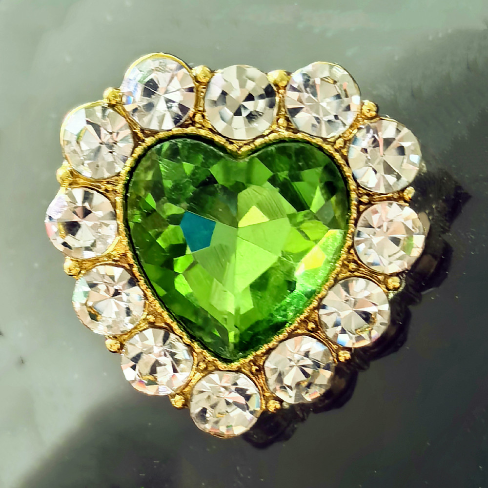 桃心心形钻扣玻璃水晶合金大纽扣可爱公主宫廷汉服舞台服装饰纽扣