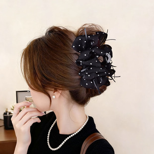 11cm云朵泡泡抓夹波点女中号后脑勺盘发鲨鱼夹超仙头饰气质发卡