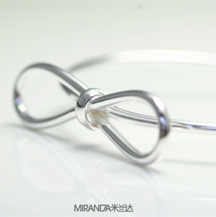 925纯银手镯开口手镯手环 心有千千结 韩国时尚个性简约甜美