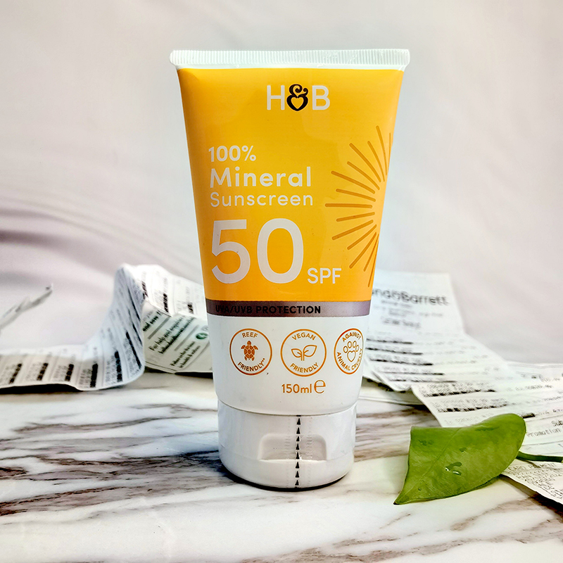 英国H&B矿物妨晒霜女夏季spf50抗皱防晒黑uva+uvb有机护肤全身保