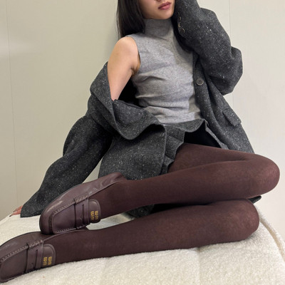 女士秋冬显瘦高弹热巧克力棕微透打底连裤袜新色棉平板平纹直角跟