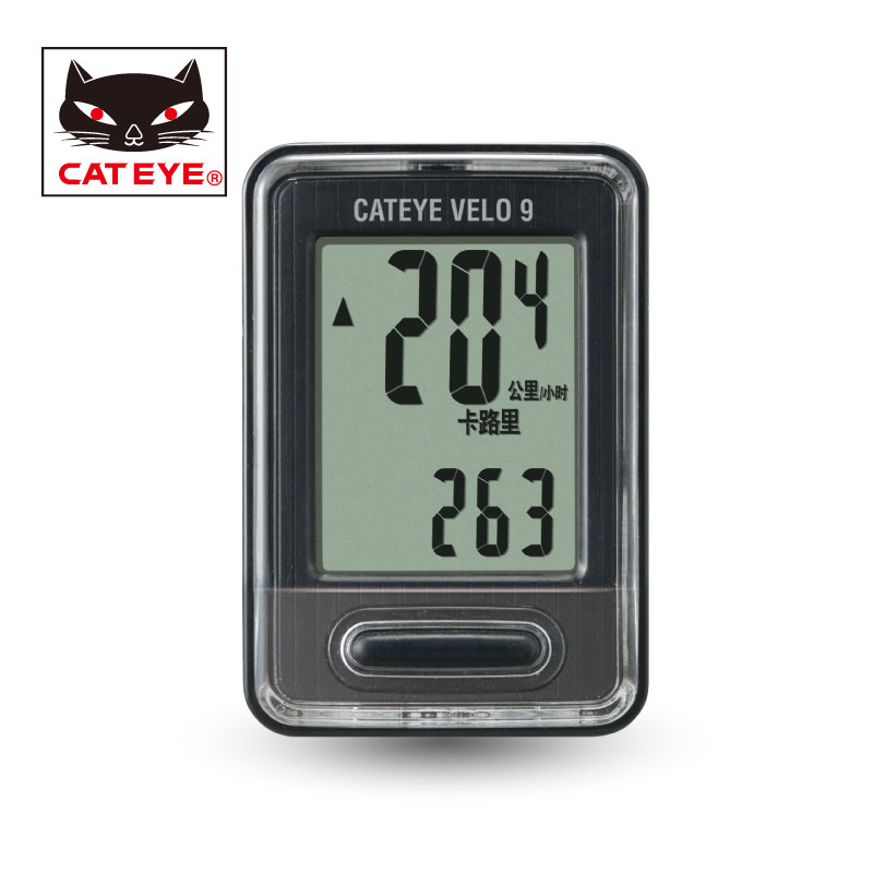 CATEYE猫眼码表VELO9有线中文自行车码表大屏山地车码表骑行码表