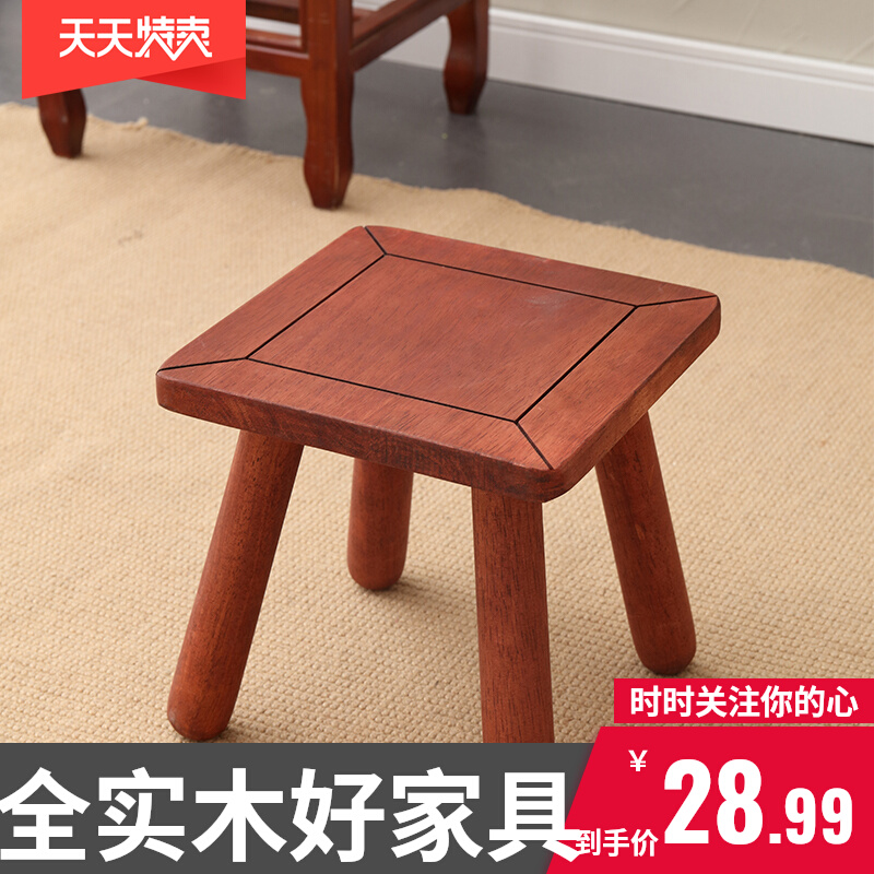 实木橡木新古典复古中式家用手工庭院泡茶方凳茶几儿童凳子换鞋凳