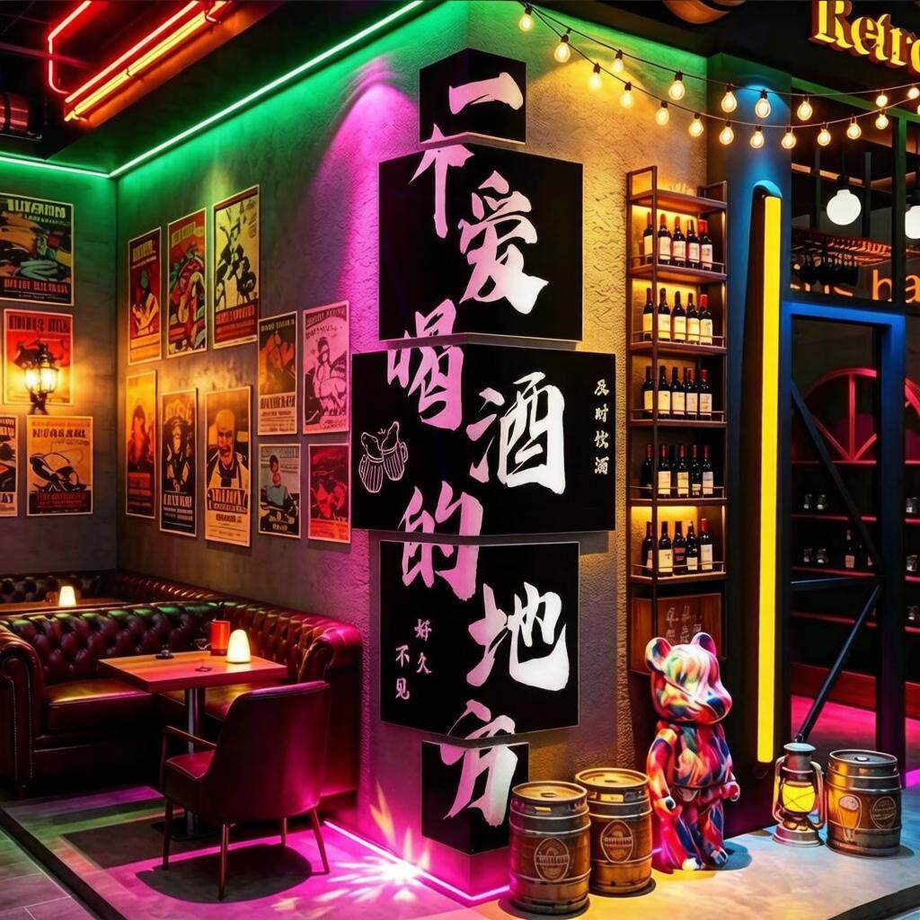 网红打卡清吧民谣小酒馆装饰造景氛围布置工业烧烤店创意墙面拐角