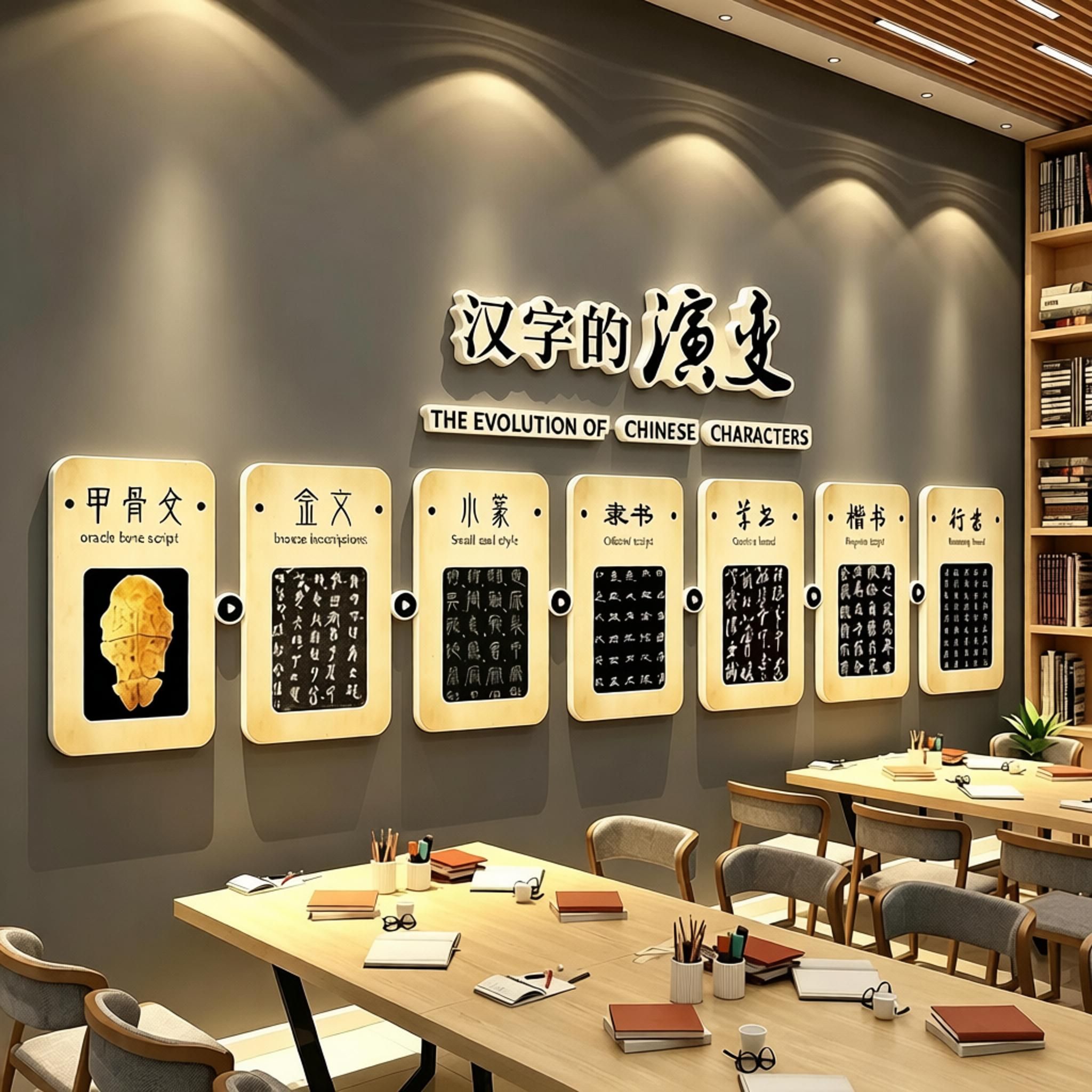 汉字的演变文化墙面装饰贴环创甲骨文教室后墙班级氛围布置黑板报