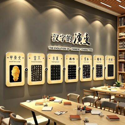 汉字的演变文化墙面装饰贴环创甲骨文教室后墙班级氛围布置黑板报