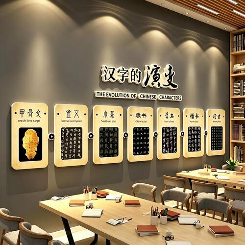 汉字的演变文化墙面装饰贴环创甲骨文教室后墙班级氛围布置黑板报