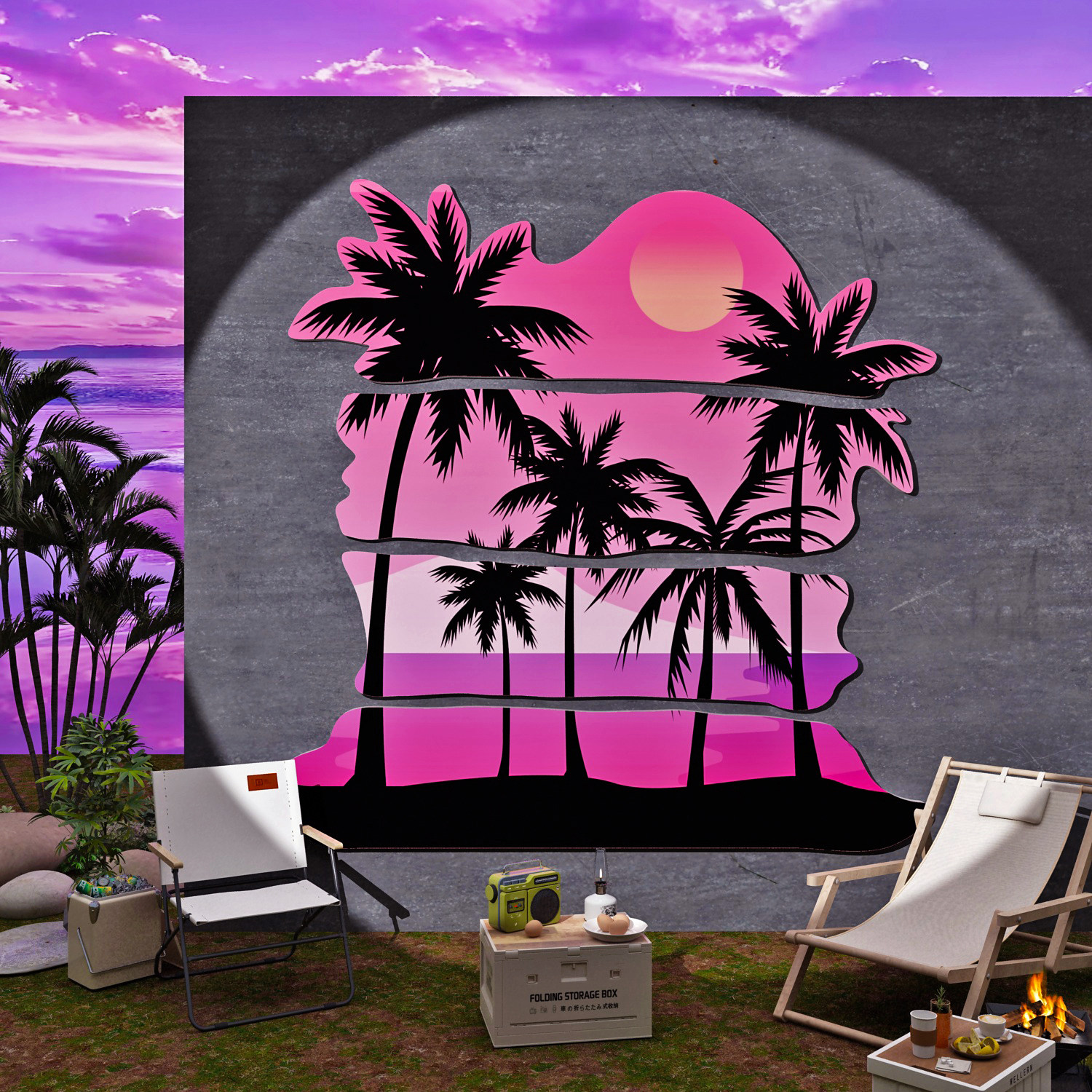 网红拍照区布置工业露营风氛围打卡造酒吧装饰品烧烤背景墙面摆件