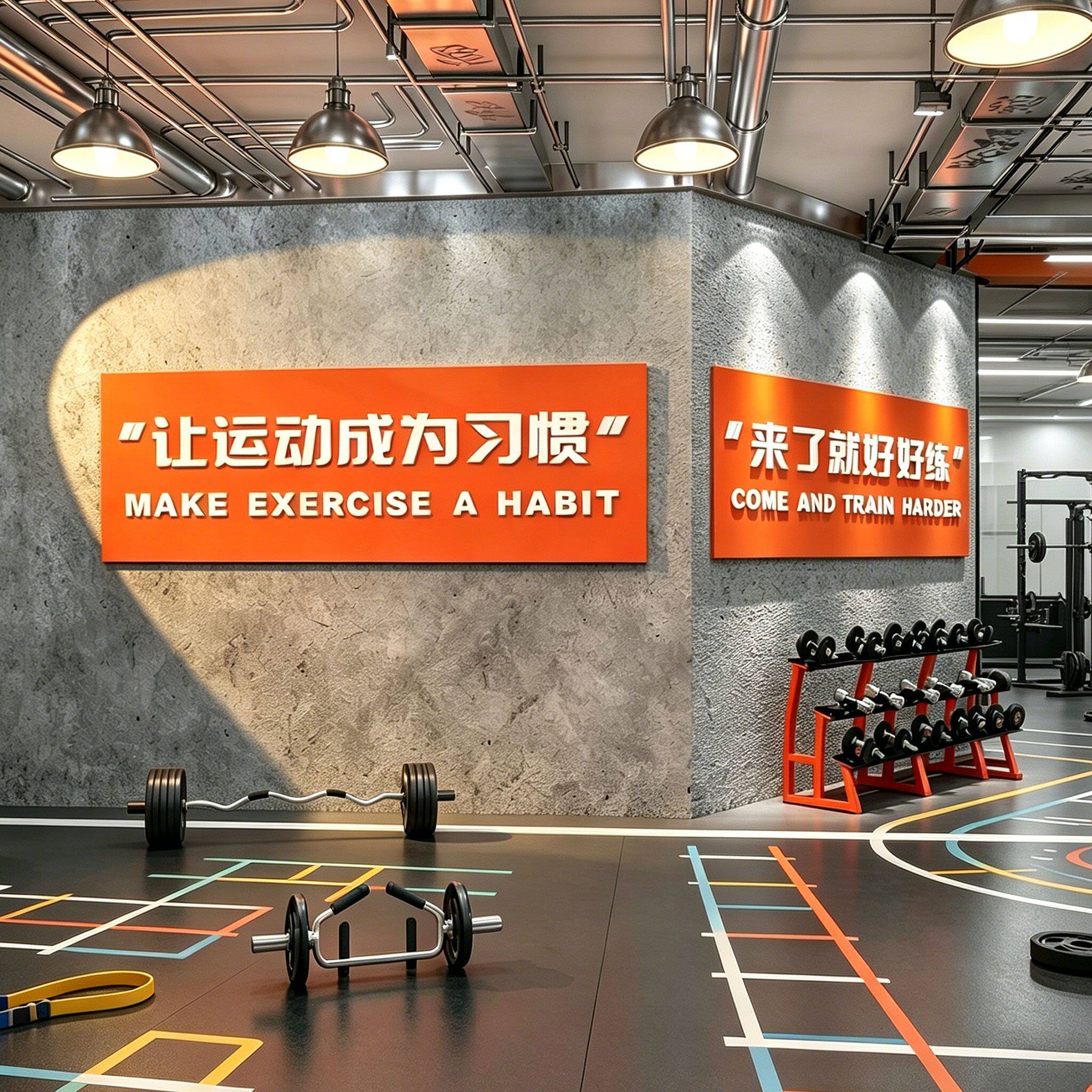 网红健身房墙面装饰励志标语挂画工作室海报广告文化打卡背景贴纸