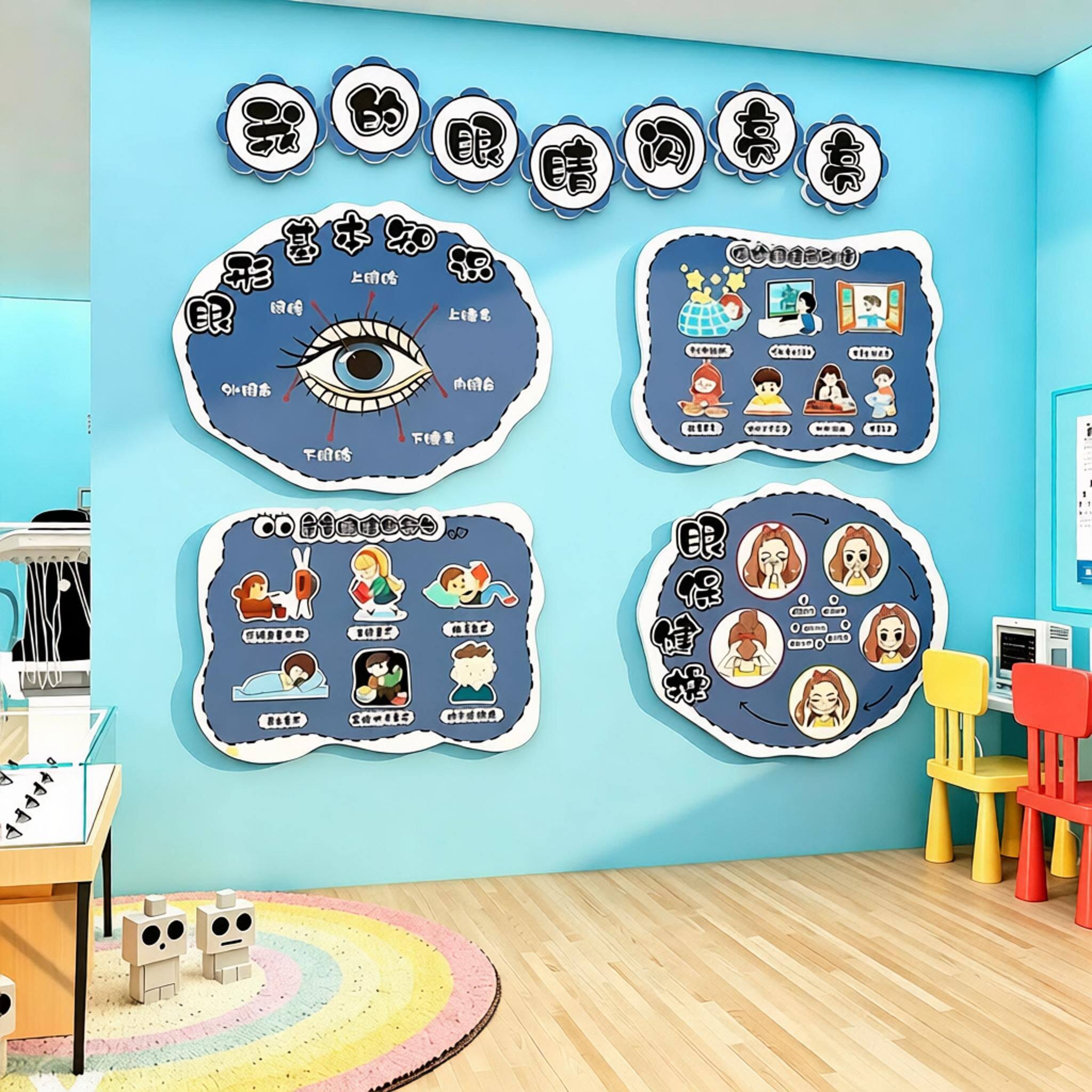 幼儿园爱护眼睛防水黑板报墙贴