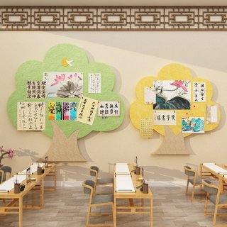 毛毡作品展示墙面贴书法教室布置装饰画室美术环创幼儿园班级文化