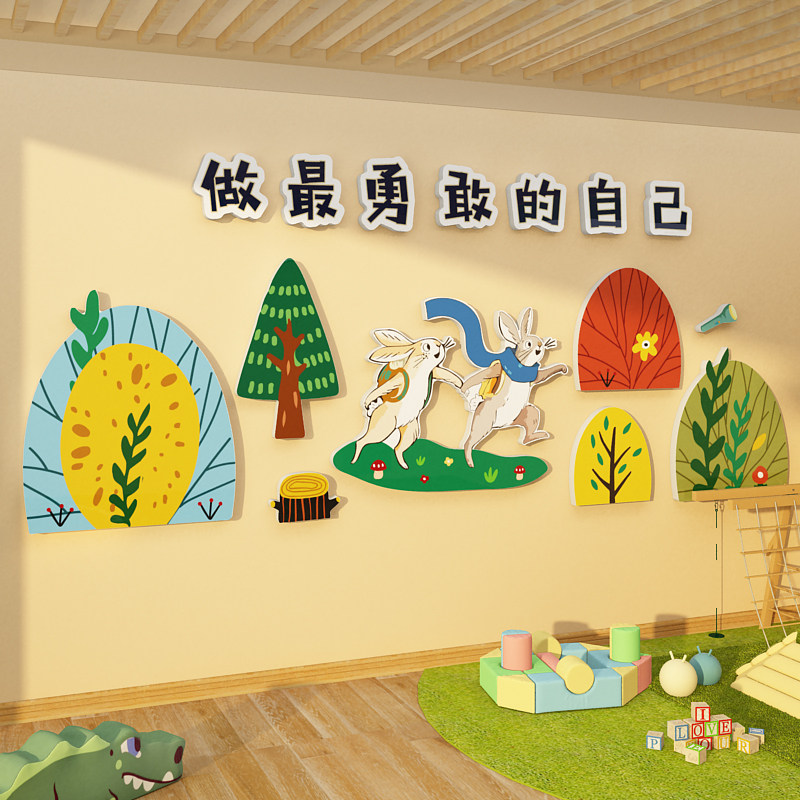 图书角布置装饰幼儿园绘本馆环创阅览教室读书区店文化墙面贴童