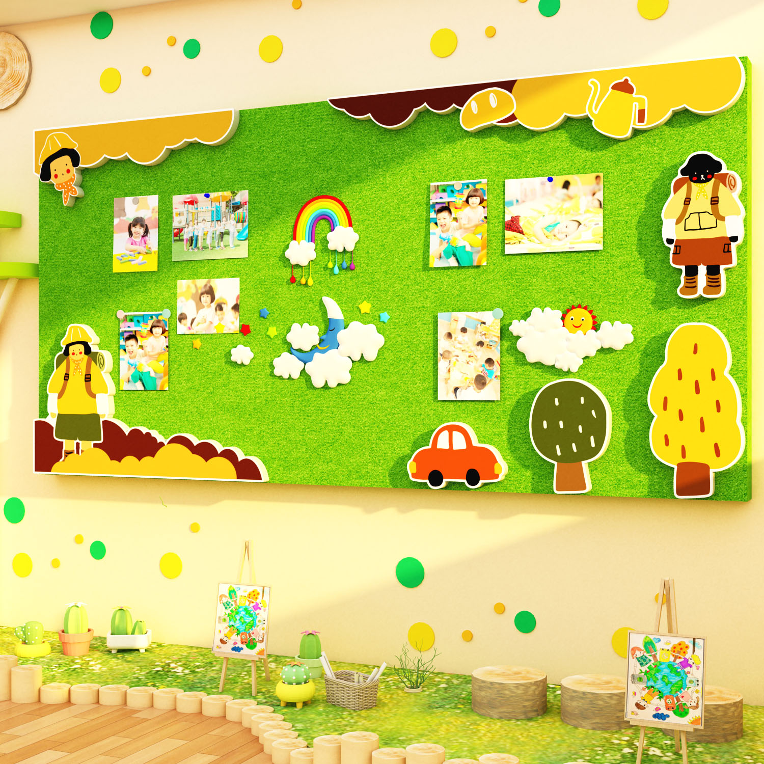 幼儿园墙面装饰环创主题成品毛毡板照片形象教室文化走廊托管机构