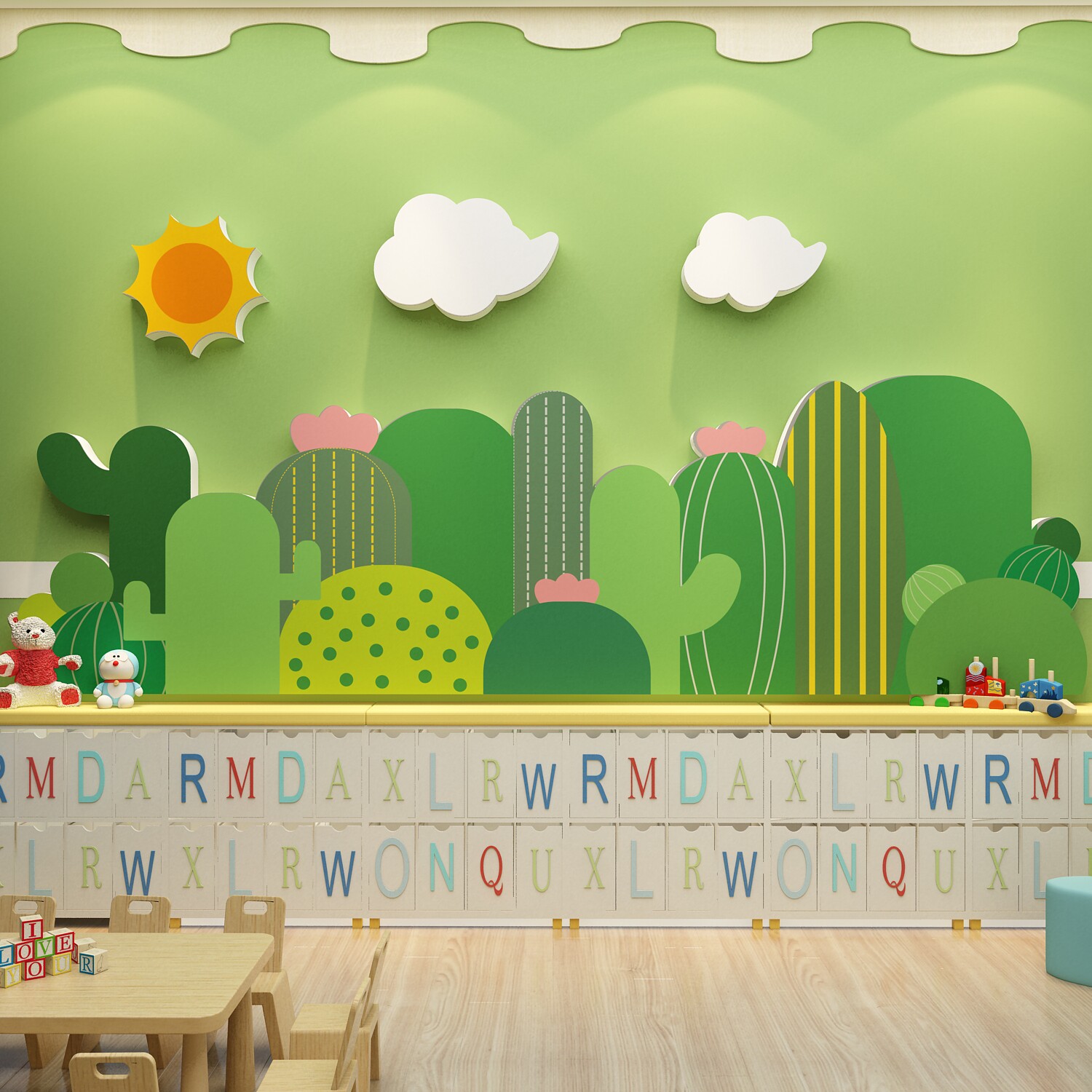 幼儿园大厅环境创主题文化墙面装饰成品班级布置教室贴纸自粘材料