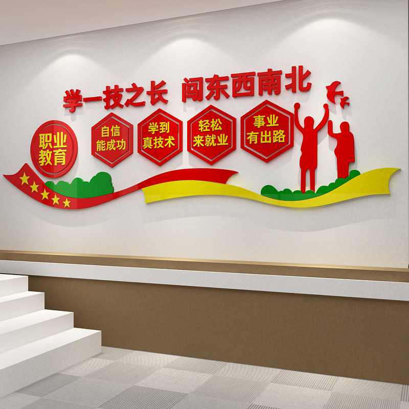 职业技术学院校教育墙面装饰画成人中高大专教室实训文化贴纸布置