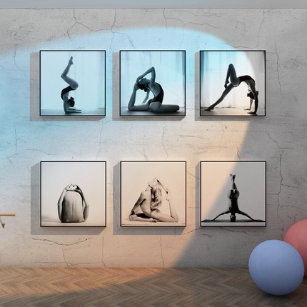 瑜伽馆内墙面装饰体式图普拉提训练房间布置舞蹈教室机构贴纸挂画