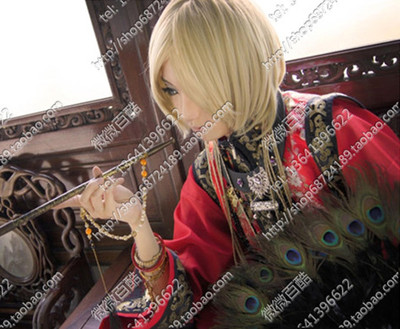 实拍原版cos假发 长安幻夜/ 安碧城 安子 奶金色 十根小辫子假发