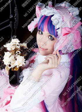 实拍原版cosplay假发 吊带外天使  Stocking 120cm 蓝色+粉色渐变