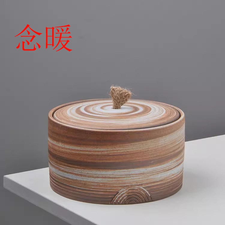 粗陶普洱茶饼储存罐收纳盒存放器存茶罐中式复古密封防潮白茶叶罐图片