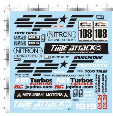 1/24 三菱 拉力赛车模型车拉花水贴纸